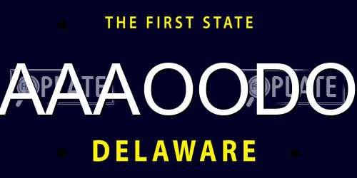 AAAOODO Delaware License Plate
