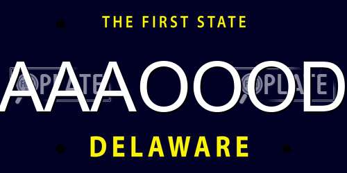 AAAOOOD Delaware License Plate