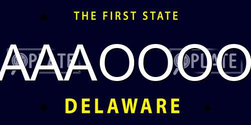 AAAOOOO Delaware License Plate