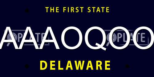 AAAOQOO Delaware License Plate