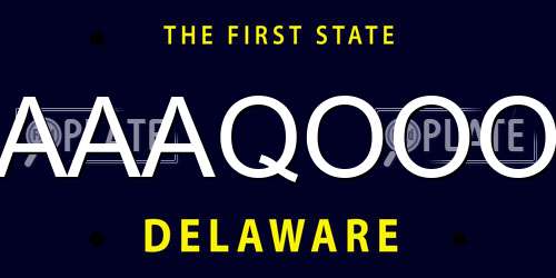 AAAQOOO Delaware License Plate