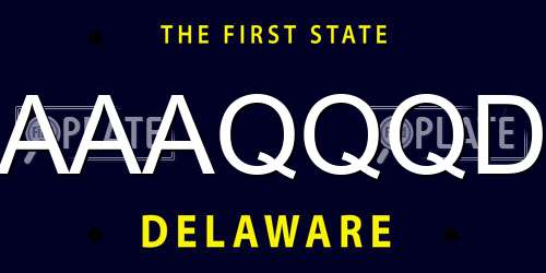 AAAQQQD Delaware License Plate