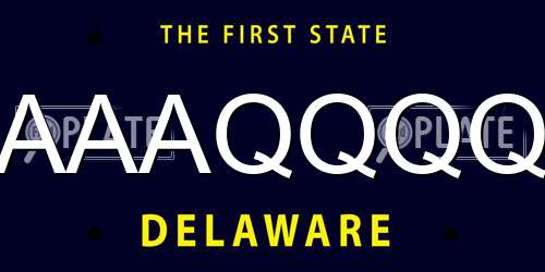 AAAQQQQ Delaware License Plate
