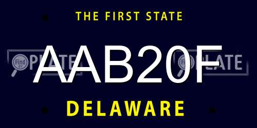 AAB20F Delaware License Plate