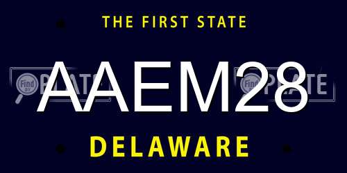 AAEM28 Delaware License Plate
