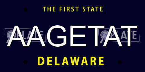 AAGETAT Delaware License Plate