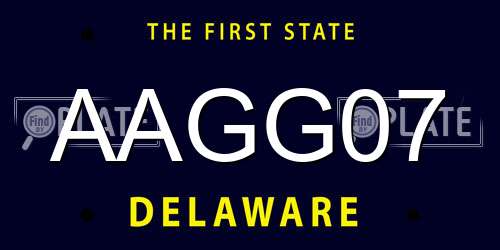 AAGG07 Delaware License Plate