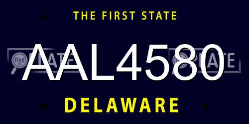 AAL4580 Delaware License Plate