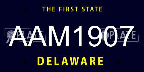 AAM1907 Delaware License Plate