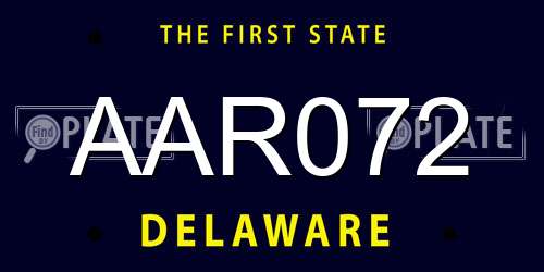 AAR072 Delaware License Plate