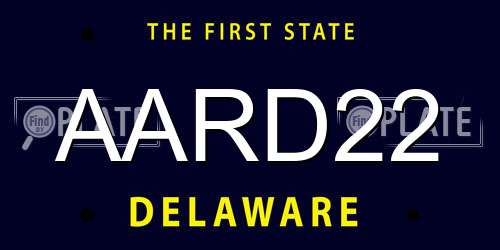 AARD22 Delaware License Plate