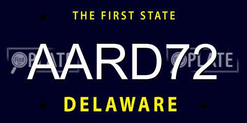 AARD72 Delaware License Plate