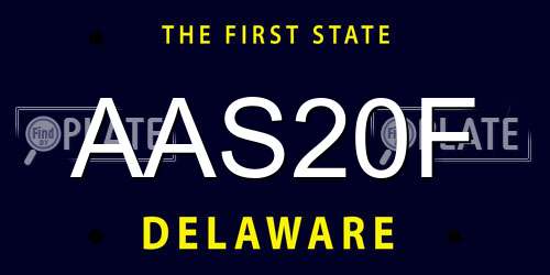 AAS20F Delaware License Plate