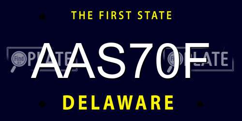 AAS70F Delaware License Plate