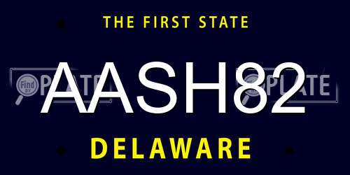AASH82 Delaware License Plate