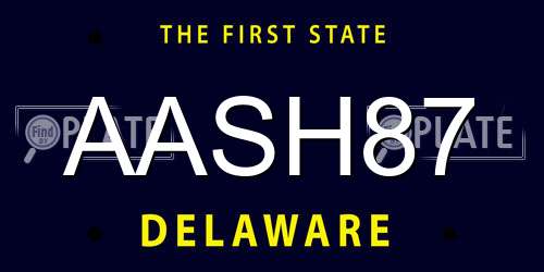 AASH87 Delaware License Plate
