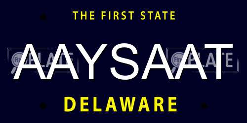 AAYSAAT Delaware License Plate