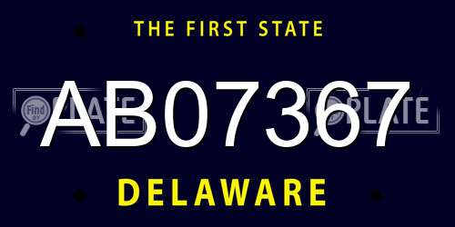 AB07367 Delaware License Plate