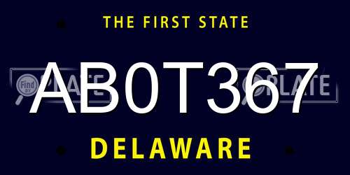 AB0T367 Delaware License Plate