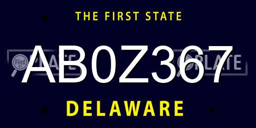 AB0Z367 Delaware License Plate