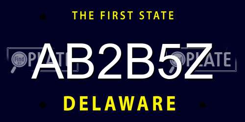 AB2B5Z Delaware License Plate
