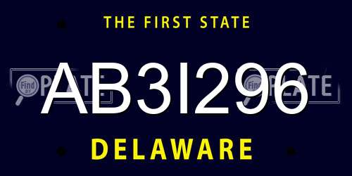 AB3I296 Delaware License Plate