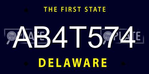 AB4T574 Delaware License Plate
