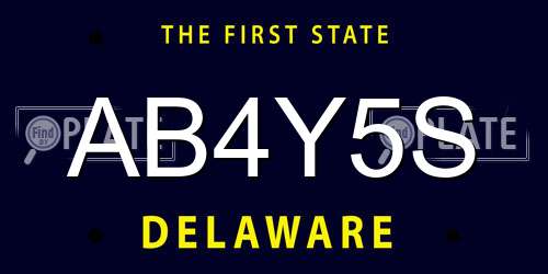 AB4Y5S Delaware License Plate