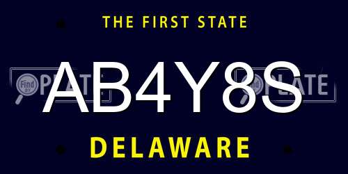 AB4Y8S Delaware License Plate