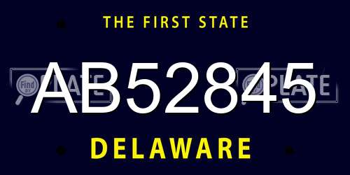 AB52845 Delaware License Plate