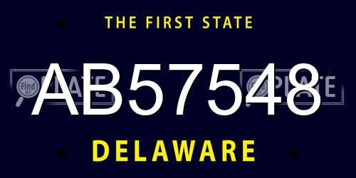 AB57548 Delaware License Plate