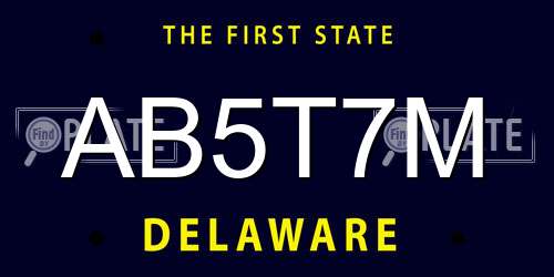 AB5T7M Delaware License Plate