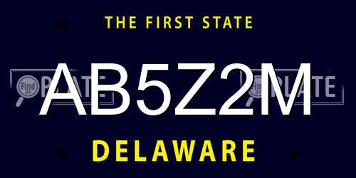 AB5Z2M Delaware License Plate