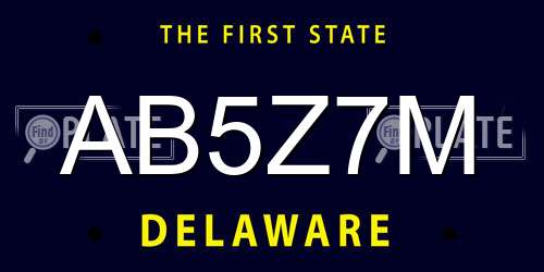 AB5Z7M Delaware License Plate