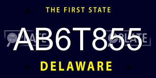 AB6T855 Delaware License Plate