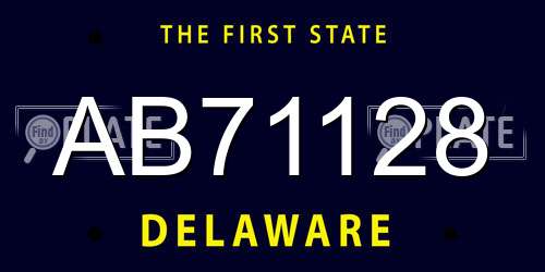 AB71128 Delaware License Plate