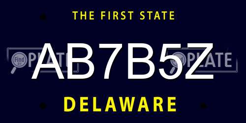 AB7B5Z Delaware License Plate
