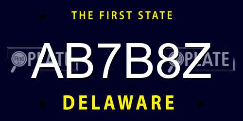 AB7B8Z Delaware License Plate