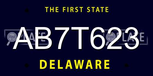 AB7T623 Delaware License Plate