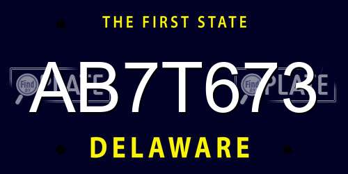 AB7T673 Delaware License Plate