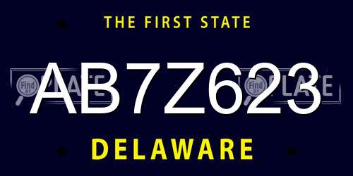 AB7Z623 Delaware License Plate