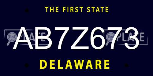 AB7Z673 Delaware License Plate
