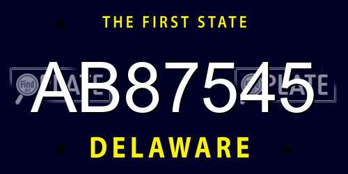 AB87545 Delaware License Plate
