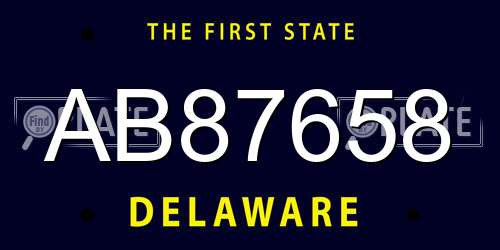 AB87658 Delaware License Plate