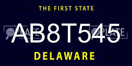 AB8T545 Delaware License Plate