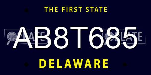 AB8T685 Delaware License Plate