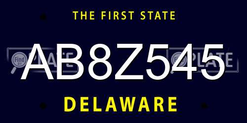 AB8Z545 Delaware License Plate