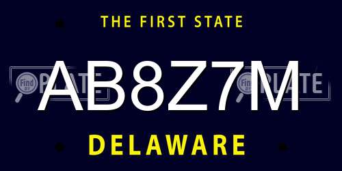 AB8Z7M Delaware License Plate