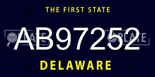 AB97252 Delaware License Plate