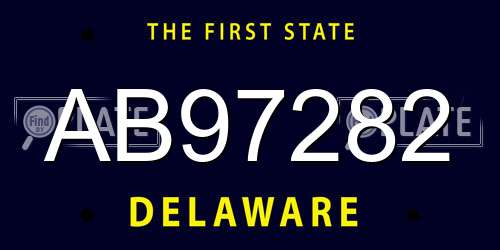 AB97282 Delaware License Plate